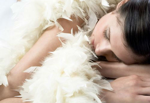 沉睡中的女人 白羽毛