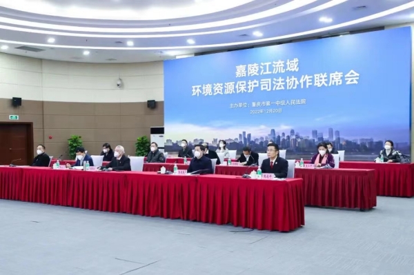 嘉陵江流域環(huán)境資源保護司法協作聯席會現場。重慶一中法院供圖